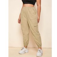 Plus elastic waist flap pocket cargo pants xl
