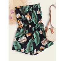 Tropical print tube romper m