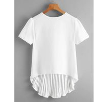 Pleated high low hem solid blouse l