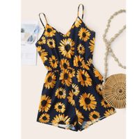 Sunflower print cami romper m