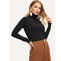 High neck rib knit t-shirt s