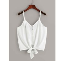 Lace insert knot hem cami top xs