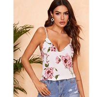 Double v-neck floral print cami top xl