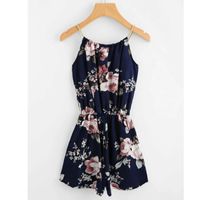 Floral self-tie braided cami romper l