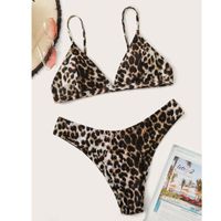 Leopard triangle high leg bikini swimsuit s