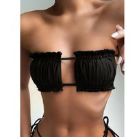 Ruched bust frill bandeau bikini top m