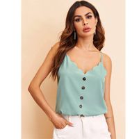 Button front scallop trim cami top l