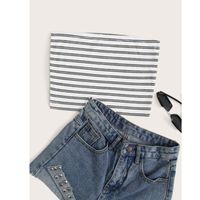 Striped crop tube top white m 