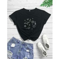 Planet print round neck tee s