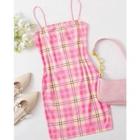 Plaid bodycon slip dress s