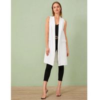 Shawl collar longline vest blazer l