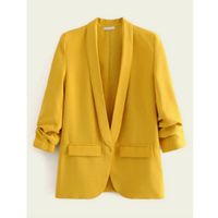 Solid shawl neck flap pocket blazer l