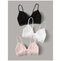 3pack striped mesh ribbed bra set s