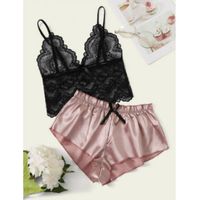 Floral lace bralette with satin shorts s