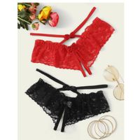 2pack floral lace crotchless panty set one size