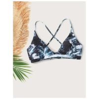 Bleach dye crisscross bikini top m