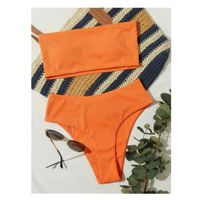 Rib bandeau high waisted bikini swimsuit m