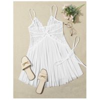 Contrast lace mesh slips with thong s