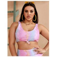 Plus tie dye knot hem bikini top 3xl