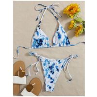 Tie-dye self-tie halter bikini swimsuit s