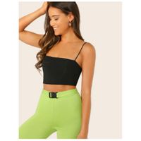 SHEIN VARSITIE Two Tone Crisscross Halter Neck Sports Cami Top & Sports  Leggings