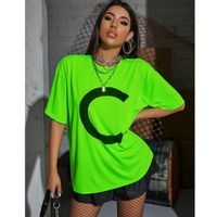 Neon green letter graphic oversized tee l