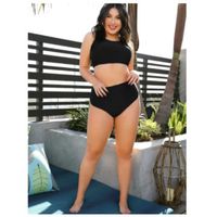 Plus solid high waisted bikini swimsuit 3xl