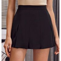 Zip back boxy pleated skort m