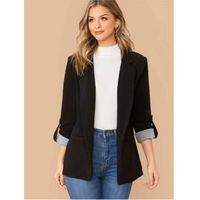 Notch collar roll tab sleeve blazer l