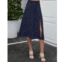 Polka dot split hem skirt m