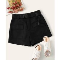 Flap pockets buckle belted cargo shorts l