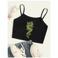 Dragon embroidery crop cami top xl