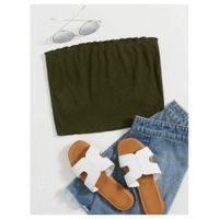 Lettuce trim rib-knit tube top s