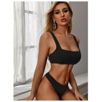 Rib high cut bikini swimsuit m