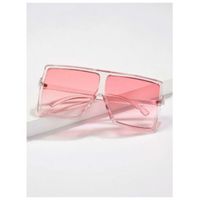 Pink square translucent sunglasses