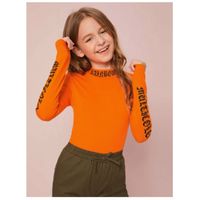 Shein girls neon orange letter graphic tee 11-12y