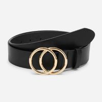 Double circle buckle belt black