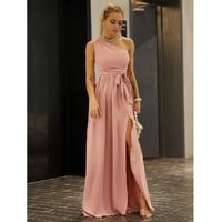 Shoulder belted split thigh dress m