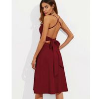 Crisscross tie back cami flare dress xs