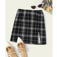 Split hem plaid skirt xl