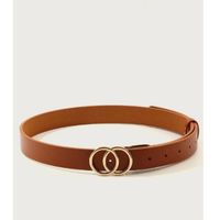 Double ring buckle belt brown