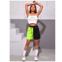 Neon lime tie front two tone shorts s