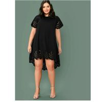 Plus scallop edge laser cut dip hem dress 3xl