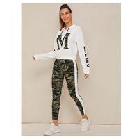 Letter and camo hoodie and leggings set xs