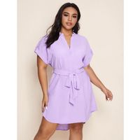 Plus roll-up sleeve shirt dress 2xl