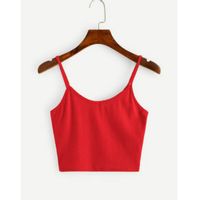 Solid rib-knit form fitting crop cami top m