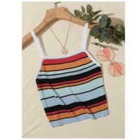 Striped crop knit top s