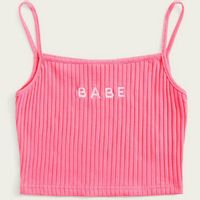 Letter embroidery rib-knit cami top xs