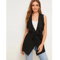 Solid waterfall collar belted vest m