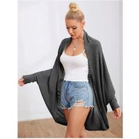 Open front batwing sleeve solid coat m